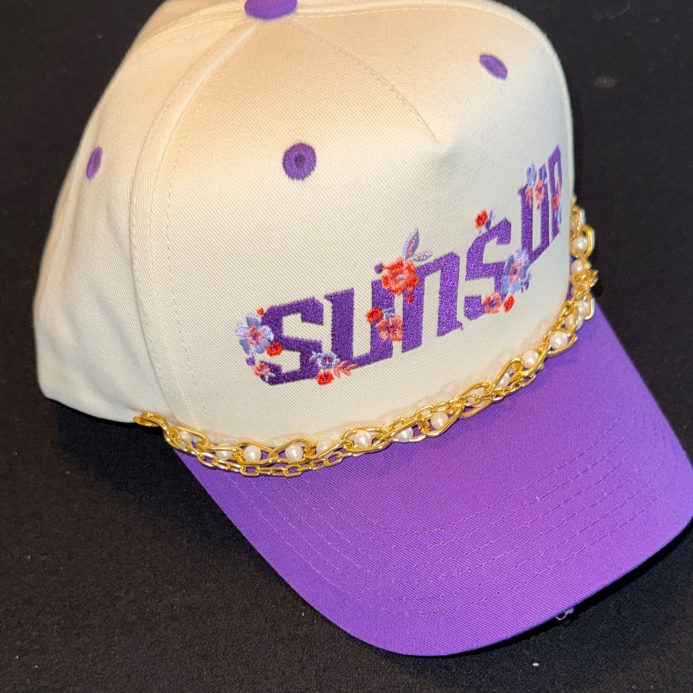 Phoenix Suns Embroidered Two-Tone Baseball Cap with Pearl Chain